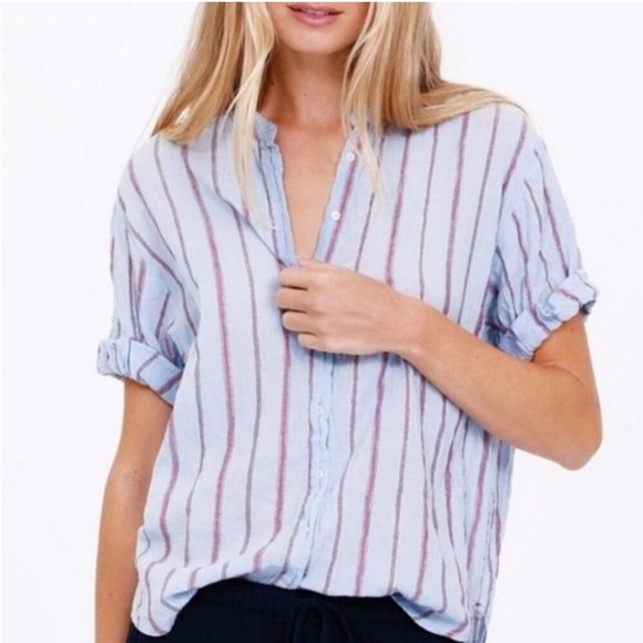 XiRENA Kayden Short Sleeve Top Stripe Blue - Picture 1 of 14